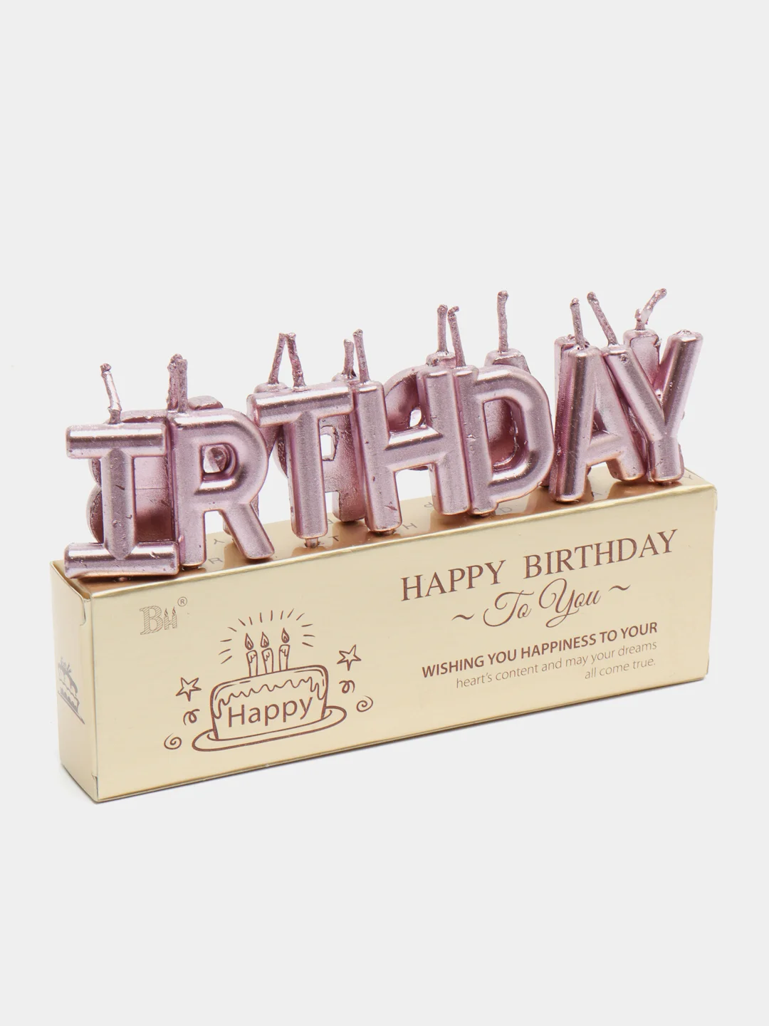 Розовый свечи для торта на день рождения "Happy Birthday"