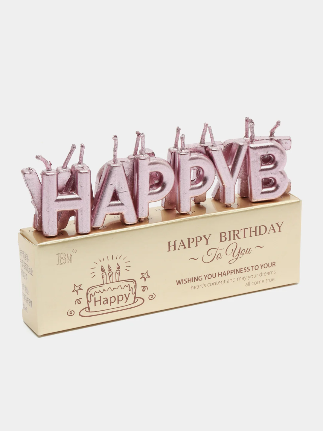 Розовый свечи для торта на день рождения "Happy Birthday"
