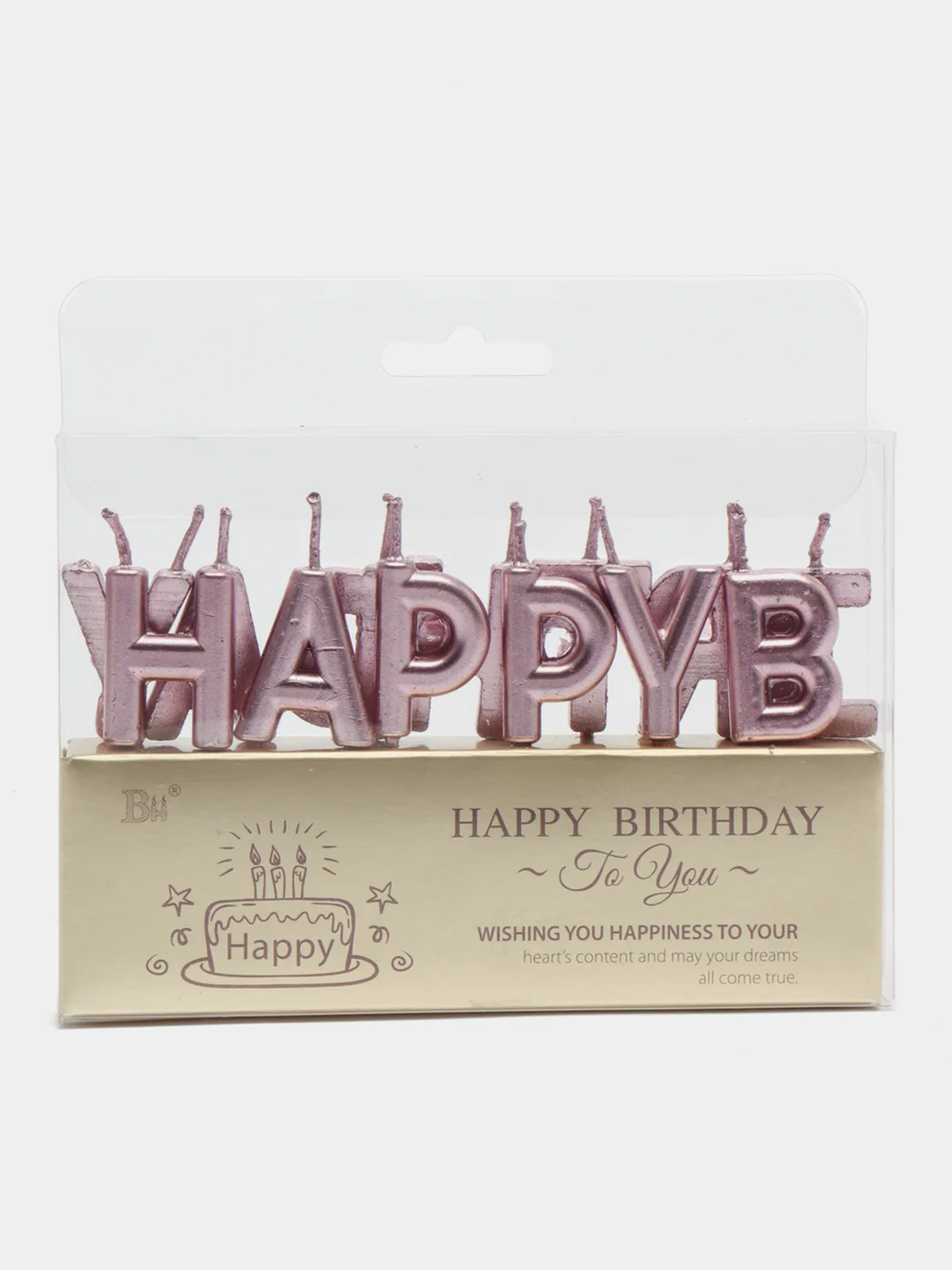 Розовый свечи для торта на день рождения "Happy Birthday"