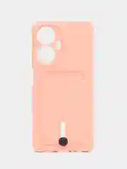 Пудровый чехол на Realme C55 (Реалми С55), силиконовый, с карманом для карты