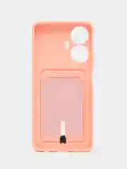 Пудровый чехол на Realme C55 (Реалми С55), силиконовый, с карманом для карты
