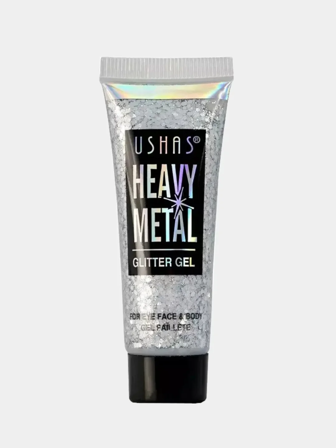 Серебряный глиттер гель для лица и тела FARRES "Heavy Metal" с блестками