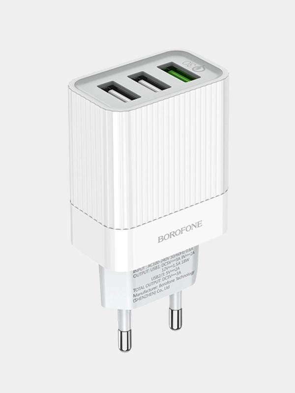 Блок питания для Быстрой зарядки 3USB 3.0 A, Borofone BA40A