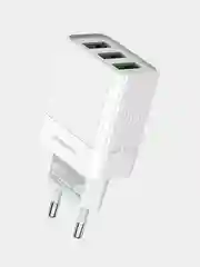 Белый блок питания для Быстрой зарядки 3USB 3.0 A, Borofone BA40A