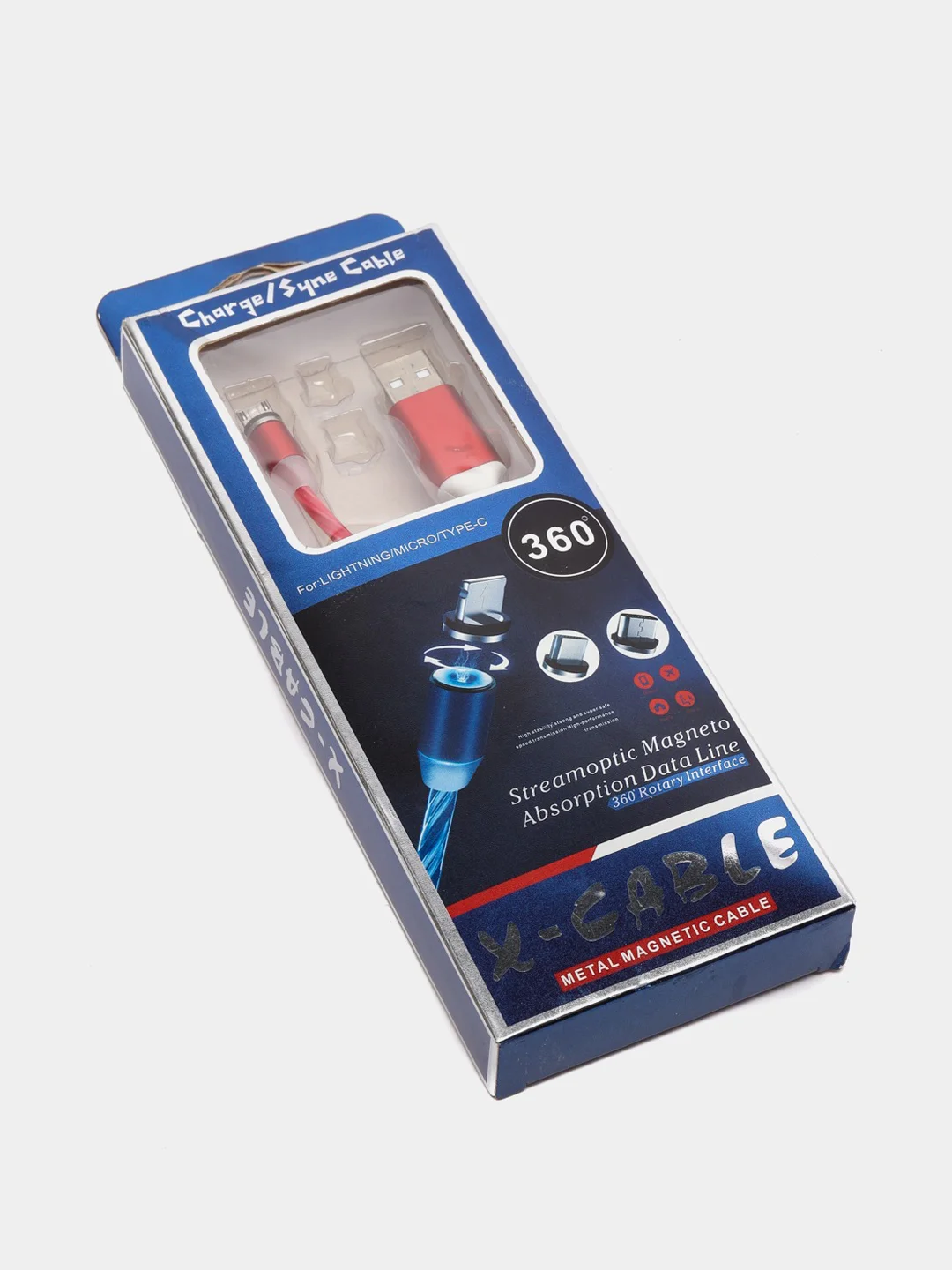 Зеленый кабель магнитный светящийся micro-USB, Lightning, Type-C, 2.1А, Android, iPhone