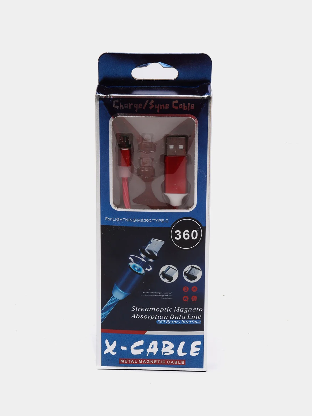 Зеленый кабель магнитный светящийся micro-USB, Lightning, Type-C, 2.1А, Android, iPhone