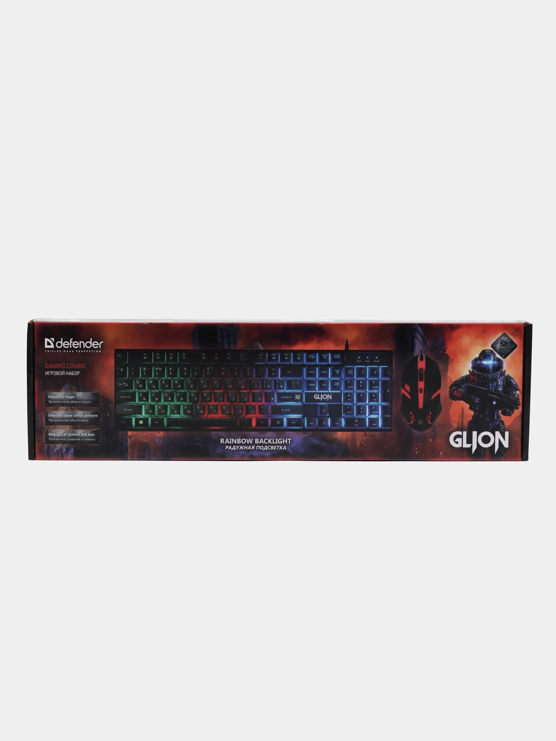 Черный игровой набор Glion C-123 RU Defender, Ligh: игровая мышь и игровая клавиатура