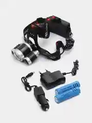 Налобный аккумуляторный фонарь-T6 и 2 зарядных устройства, 220/12 V