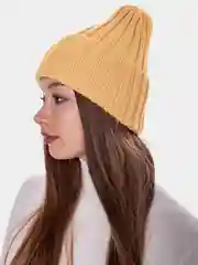 Желтый шапка женская "Тыковка", осень-зима, 2*2