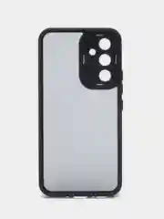 Черный чехол матовый для Samsung Galaxy A54, пластиковый, полупрозрачный, с глянцевой рамкой