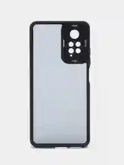 Черный чехол матовый для Redmi Note 11 Pro 4G / Note 12 Pro 4G полупрозрачный, с глянцевой рамкой