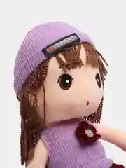 Фиолетовый мягкая Игрушка Кукла в шапке 45см