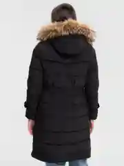 Черный куртка, утепленный тренч с натуральным мехом