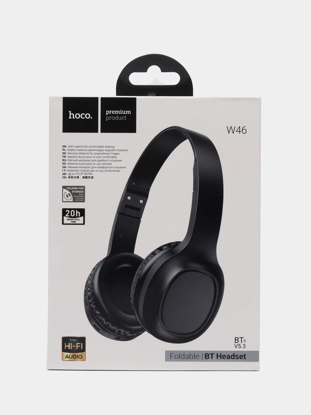 Черный беспроводные полноразмерные наушники Hoco W46, Bluetooth, AUX, с микрофоном