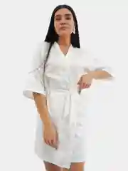 Белый халат Bride с вышивкой, атласный женский