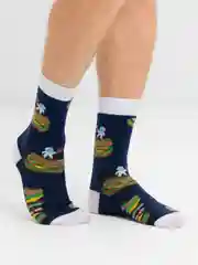 Белый носки с принтом "Еда"