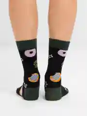 Зеленый носки с принтом "Еда"
