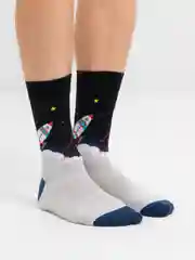 Молочный носки с принтом "Space"