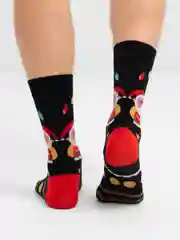 Черный носки с принтом "Новогодняя"