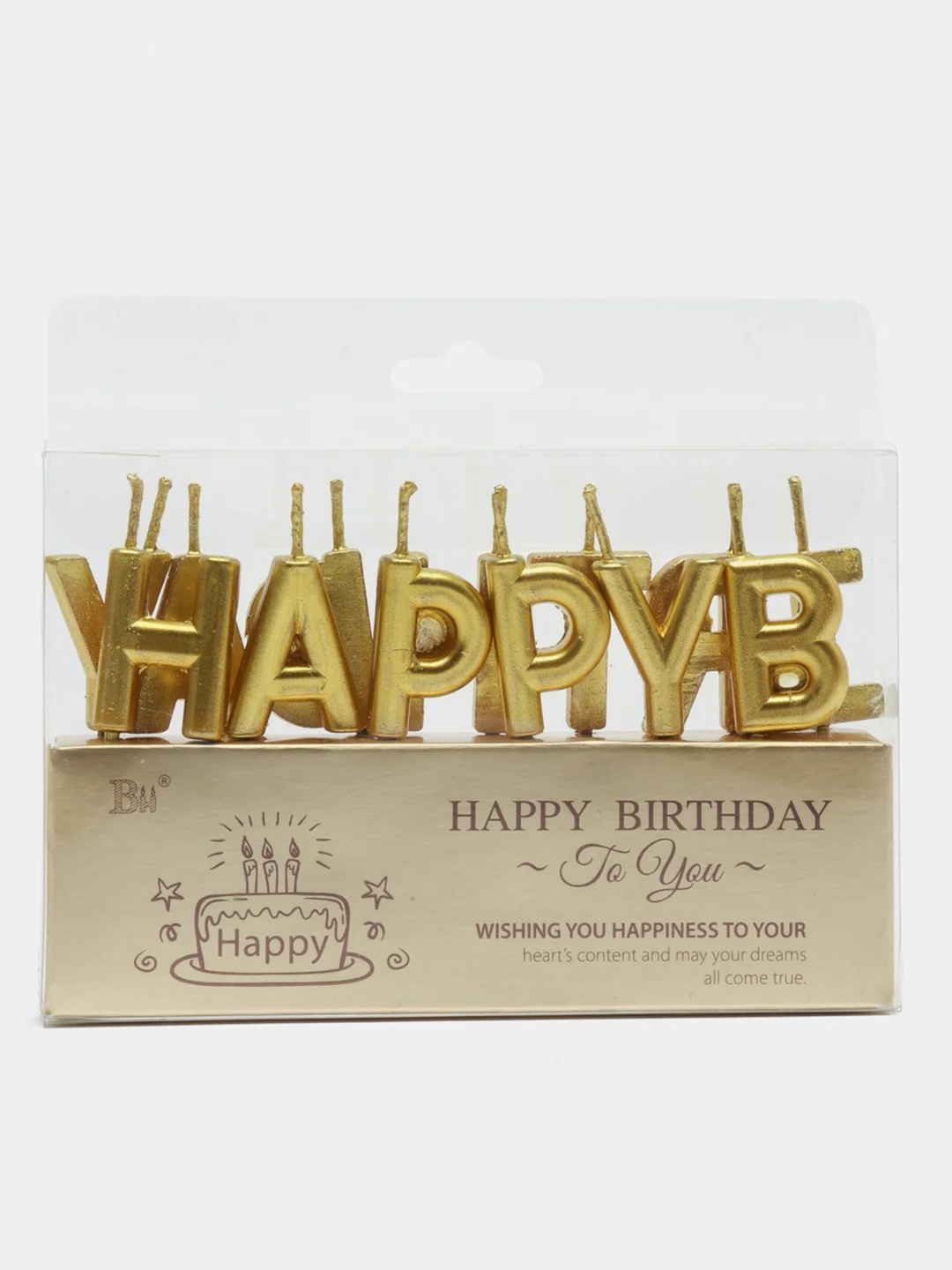 Золотой свечи для торта на день рождения "Happy Birthday"
