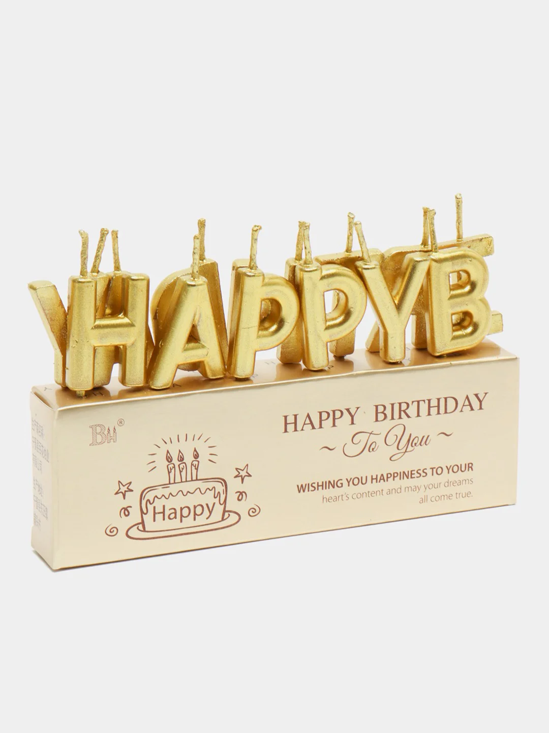Золотой свечи для торта на день рождения "Happy Birthday"