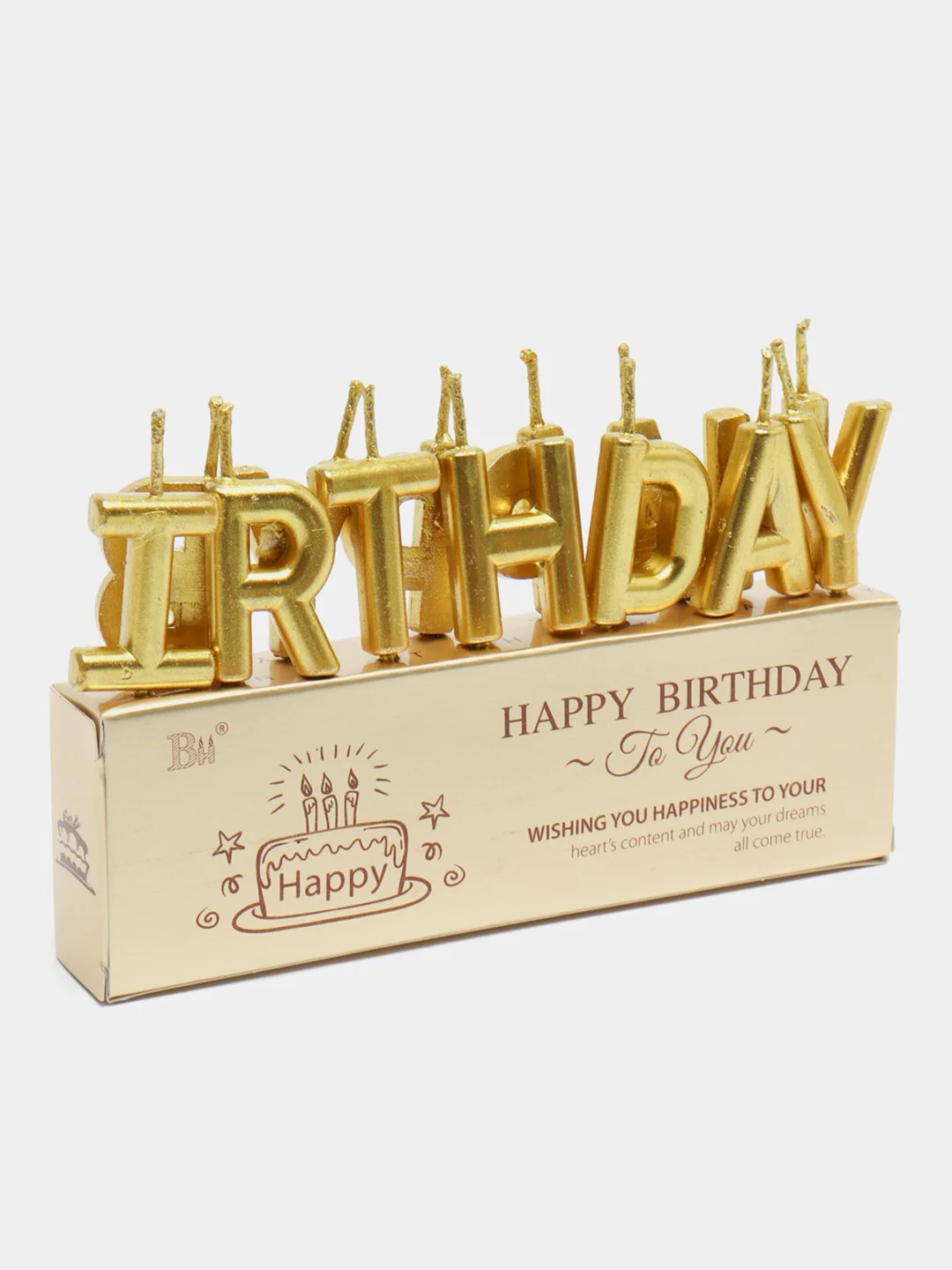 Золотой свечи для торта на день рождения "Happy Birthday"