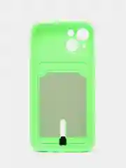 Пурпурный чехол силиконовый для iPhone 7/8/SE/11/12/13/14/15/Plus/Pro Max, с карманом для карты