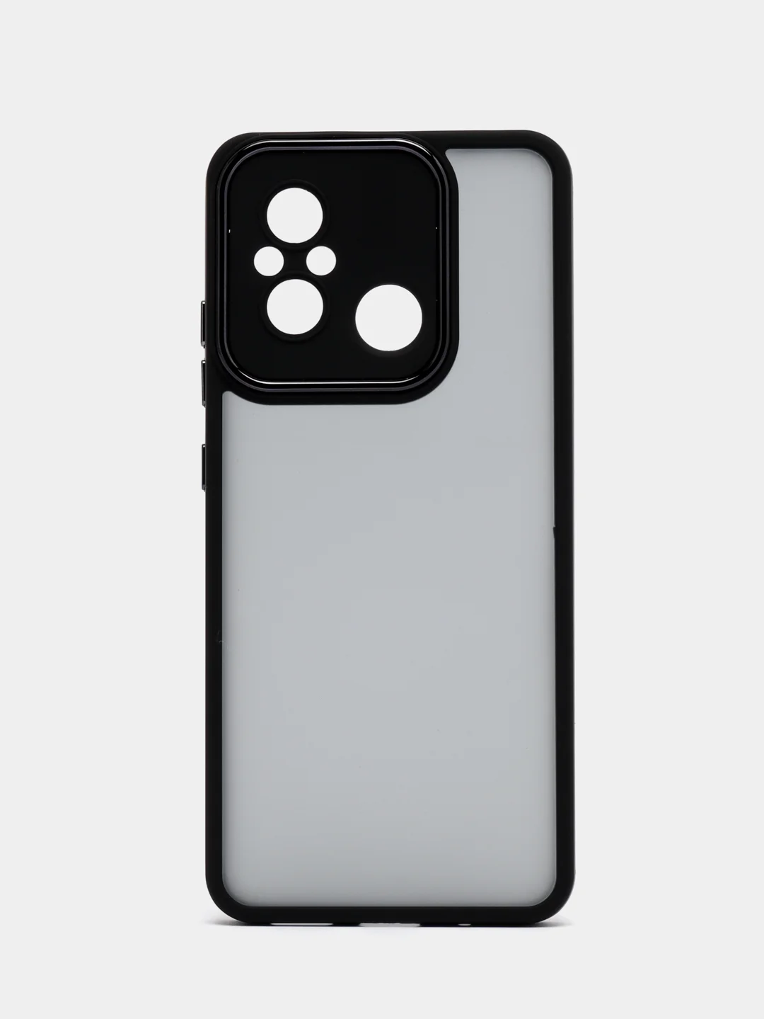 Черный чехол матовый для Xiaomi Redmi 12C, пластиковый, полупрозрачный, с глянцевой рамкой