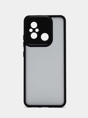 Чехол матовый для Xiaomi Redmi 12C, пластиковый, полупрозрачный, с глянцевой рамкой