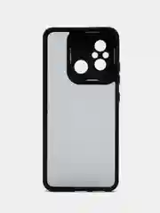 Угольный чехол матовый для Xiaomi Redmi 12C, пластиковый, полупрозрачный, с глянцевой рамкой