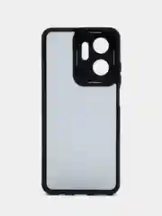 Черный чехол матовый для Honor X7a / Хонор Х7а, пластиковый, полупрозрачный, с глянцевой рамкой