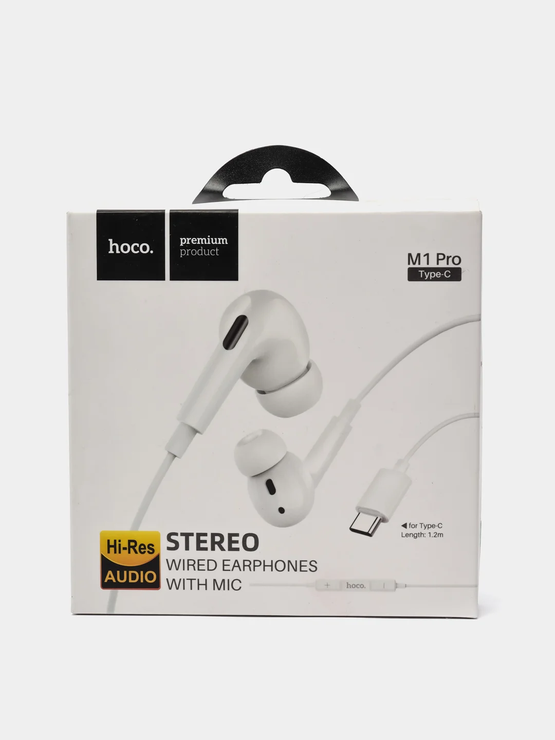 Белый проводные вакуумные наушники Hoco M1 Pro, Type-C разъём, длина 1,2 м