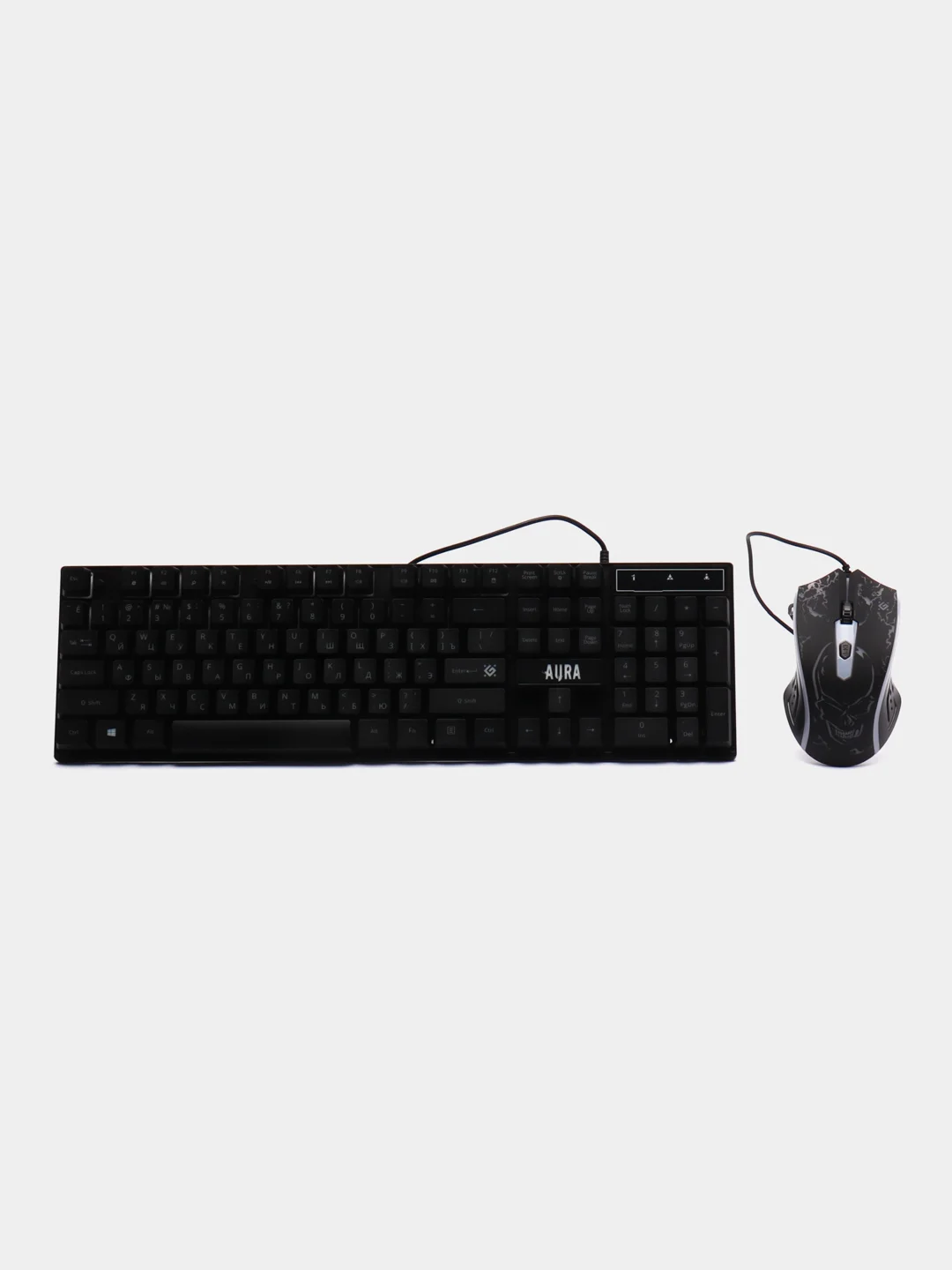 Черный игровой набор Defender Aura MKP-117: мышь, клавиатура, коврик для мыши