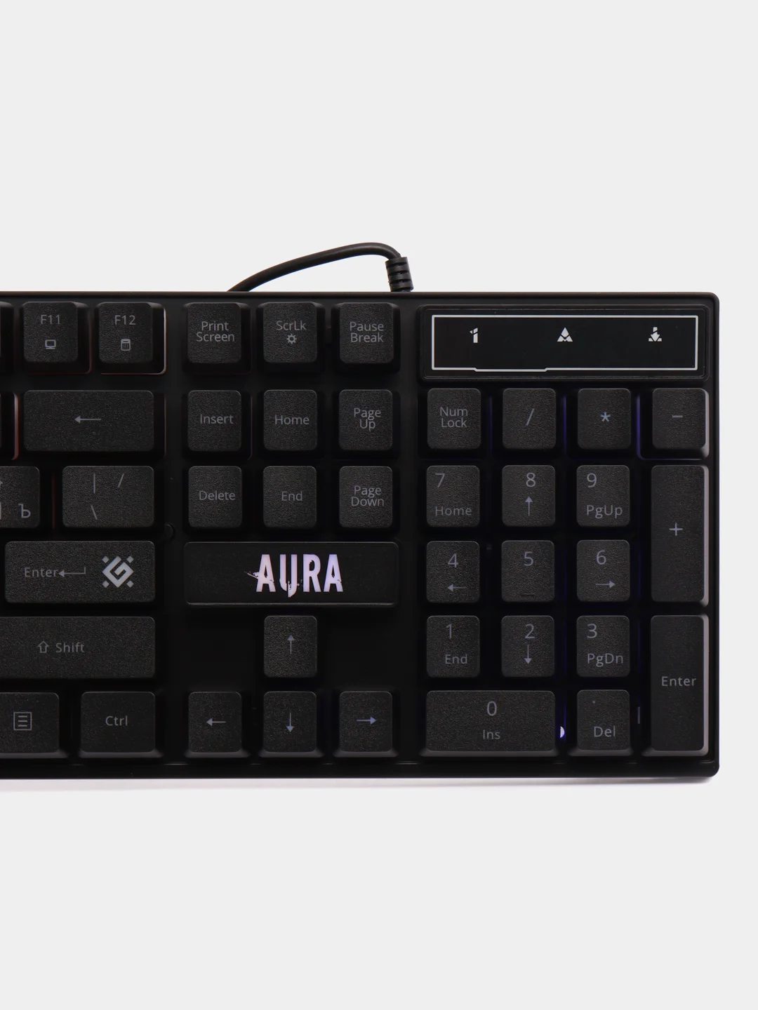 Черный игровой набор Defender Aura MKP-117: мышь, клавиатура, коврик для мыши