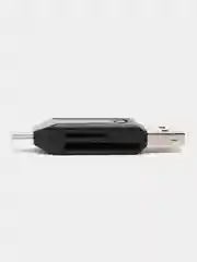 Черный картридер USB на Micro USB, SD-card, microSD, адаптер для телефона