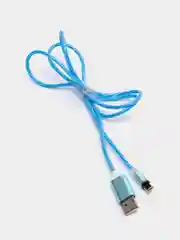 Синий кабель магнитный светящийся micro-USB, Lightning, Type-C, 2.1А, Android, iPhone