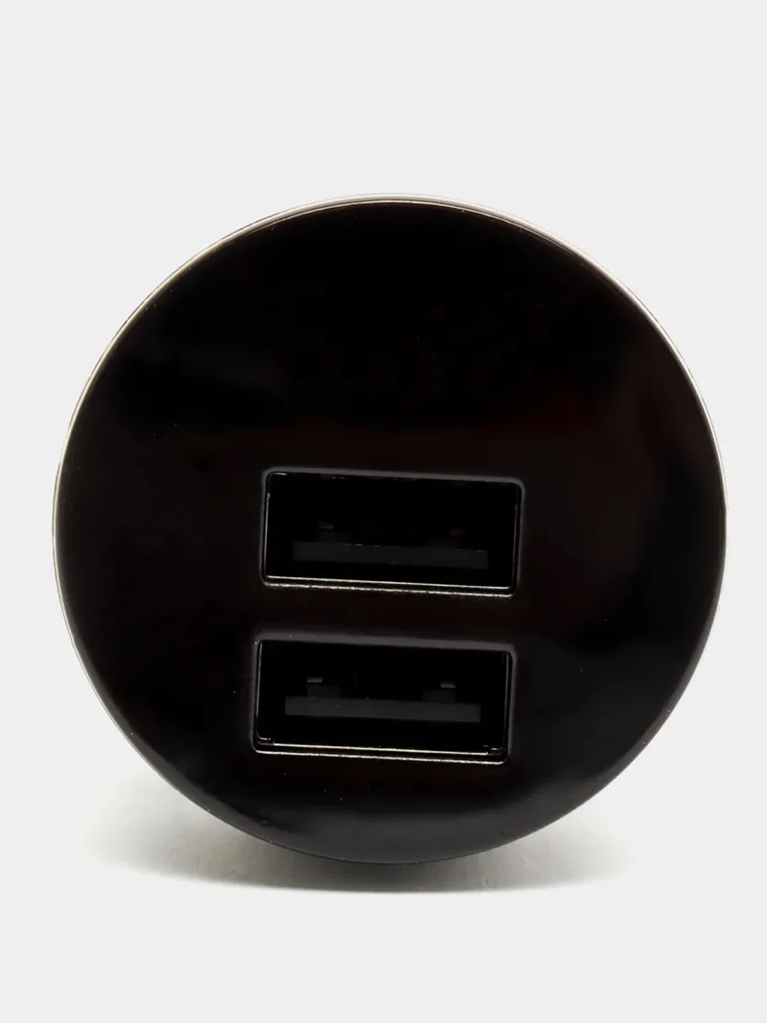 Черный автомобильное зарядное устройство с двумя USB выходамии с индикацией напряжения  12V-24V