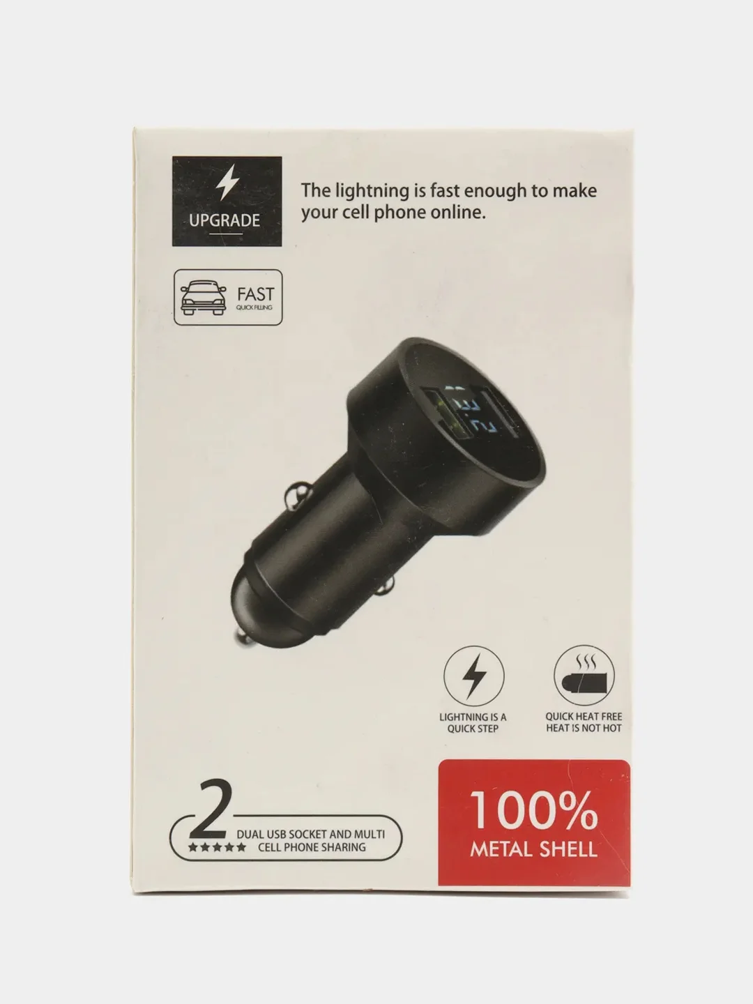 Черный автомобильное зарядное устройство с двумя USB выходамии с индикацией напряжения  12V-24V