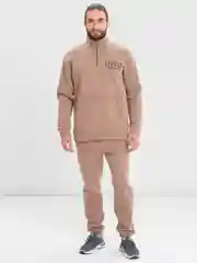 Бежевый мужской спортивный костюм, трехнитка, с начесом