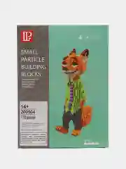 Бирюзовый конструктор 3D из мини-блоков "Лис Ник в зеленой рубашке. Зверополис", 1750 деталей