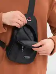 Черный сумка мужская через плечо и поясная, Оксфорд