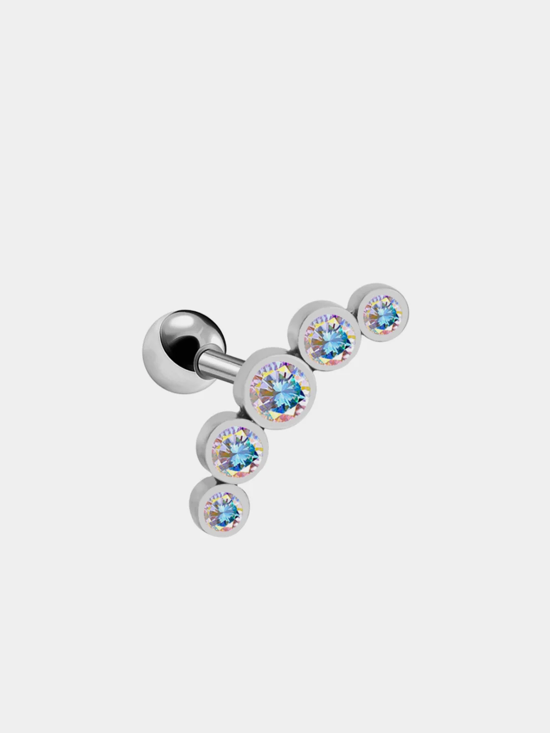 Конфетный серьга "5 алмазов", медицинская сталь, хеликс, 1 штука, 6 цветов