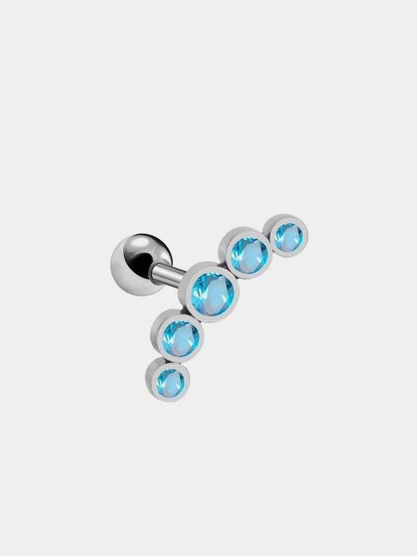 Серьга "5 алмазов", медицинская сталь, хеликс, 1 штука, 6 цветов