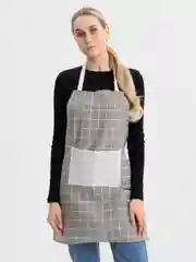 Бежевый фартук для кухни с кармашком