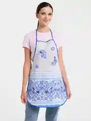 Небесно-голубой подарочный набор из рогожки: полотенце и фартук для кухни, рукавица, прихватка