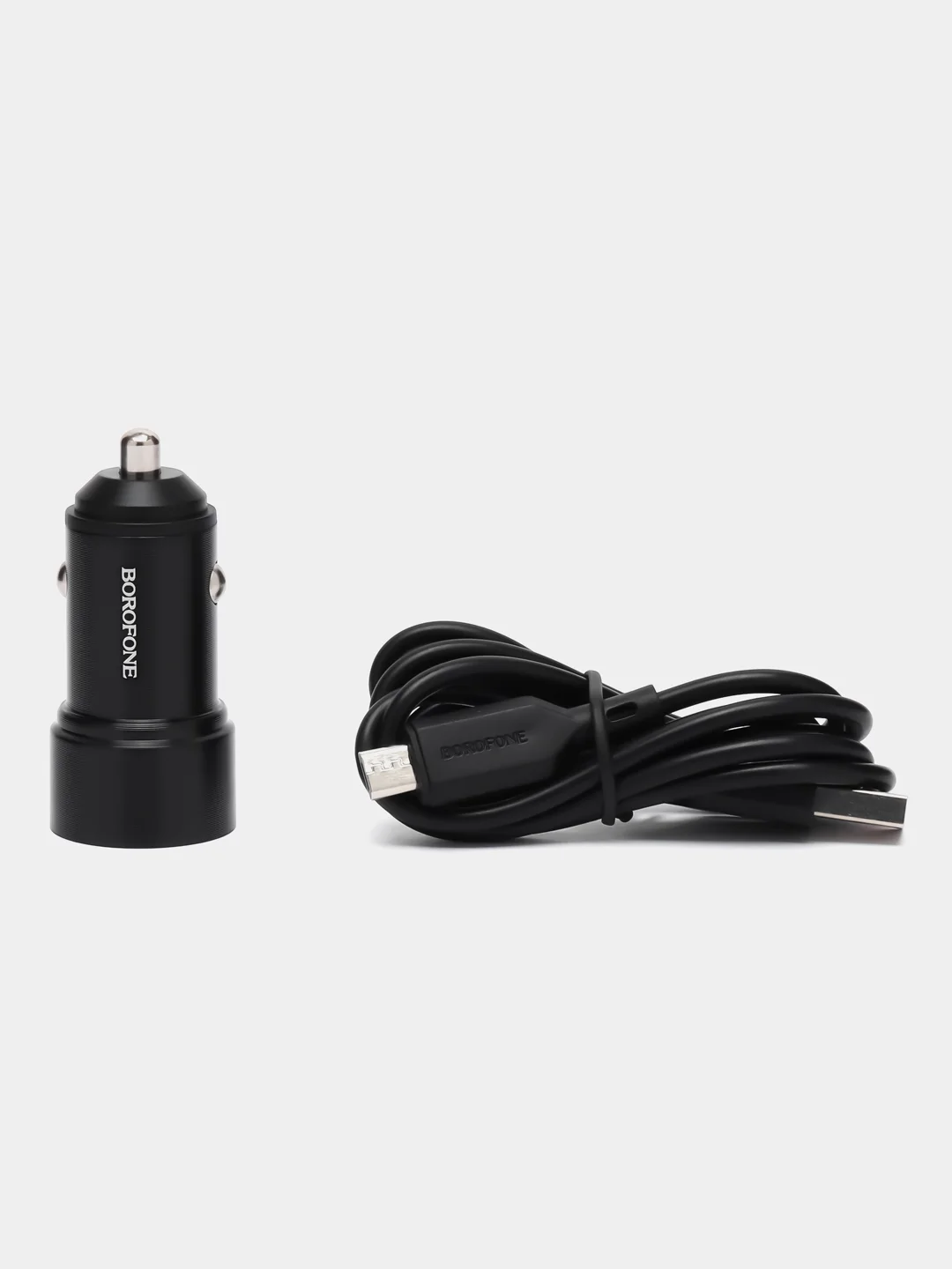 Черный зарядное устройство в авто с кабелем Micro 1 USB, 18W, Borofone BZ19A, быстрая зарядка