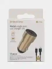 Золотой зарядное устройство в авто с кабелем Micro 1 USB, 18W, Borofone BZ19A, быстрая зарядка