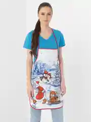 Синий новогодний фартук, кухонный