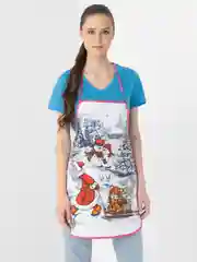 Розовый новогодний фартук, кухонный
