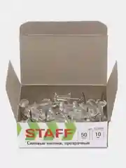 Силовые кнопки-гвоздики прозрачные STAFF "Manager", 50 шт., в картонной коробке, 227804